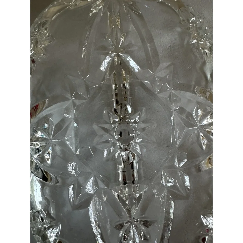 Vintage Anchor Hocking Star of David‎ Glass Relish Dish Divided Serving Tray 10
